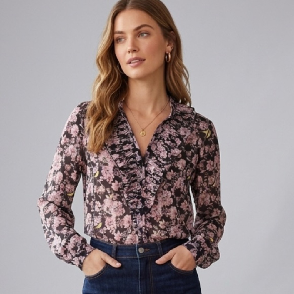 H&M Floral Ruffle  Blouse - Romantic Boho Style NWOT